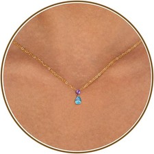 Mothers Day Gifts Birthstone Necklace for Women Teen Girls 2 Birthstones Dainty