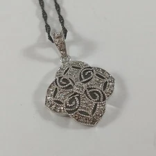 925 Sterling FAS Fused Alloy Silver Quatrefoil Cross Necklace 24" Sterling Chain