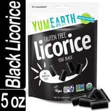 YumEarth Organic Black Licorice, Gluten Free, 5 oz Bag