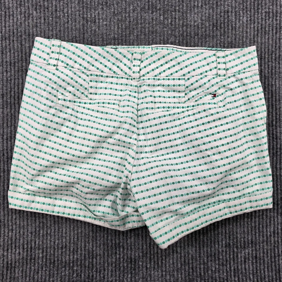 Tommy Hilfiger Pantalones Cortos Mujer 4 Blanco Verde Lunares Chino Algodón Verano Informal Foto 4 de 4
