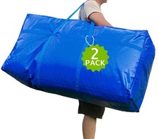 2 Pack 66 Gallon Blue Extra Large Storage Bags, Zipper, Handles, Heavy Duty