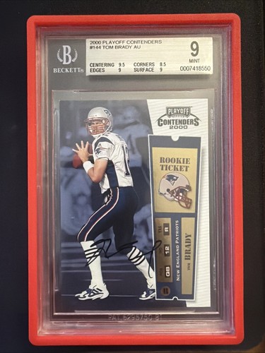 2000 PLAYOFF CONTENDERS #144 TOM BRADY AUTO BGS 9 AUTO 10 ROOKIE RC