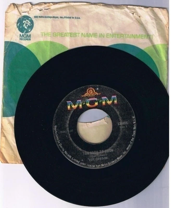 Roy Orbison Too Soon To Know 45 rpm Record B side You'll Never Be Sixteen Again - Image 2 of 2