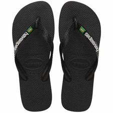 Havaianas Brazil Logo Black Flip Flop Sandal Women sizes 35/36-41/42