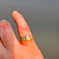 18ct  2-6g Gold,  Three-Stone Diamond Ring,  Size I