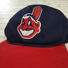 Vintage 90s MLB Cleveland Indians Chief Wahoo KMG New Era Snapback Baseball Cap