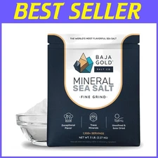 Authentic Fine Grind Sea Salt - Natural Baja Salt for Cooking & Baking, 5 lbs