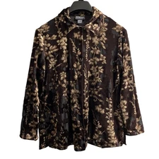 Notations Top Women L Brown Burnout Velvet Button Down Whimsigoth Forrest Fairy