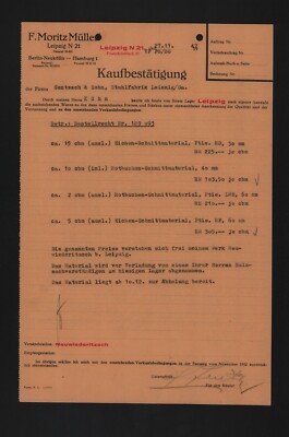 Leipzig, letter 1947, F. Moritz Müller oak beech cut material