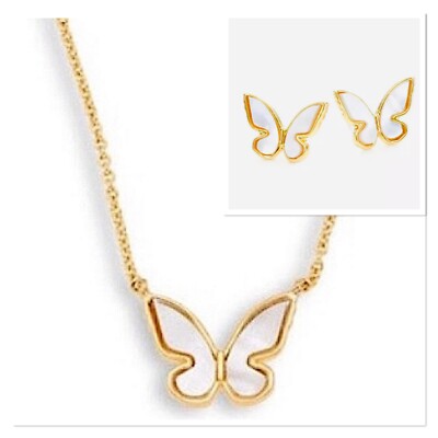 KATE SPADE NY All Flutter Mother of Pearl Butterfly Necklace