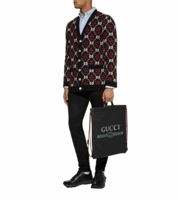 New Authentic GUCCI GG LOGO DIAMOND ARGYLE Print Wool Knit