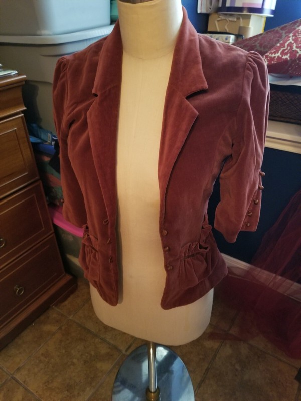 RARE $400 Lotta Stensson 0/XS Velvet Burnt Orange Cotton Statement Piece Jacket