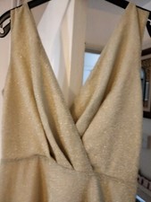 Chichi Long Gold Glitter Dress Size 14 Special Occasin New Tagged.