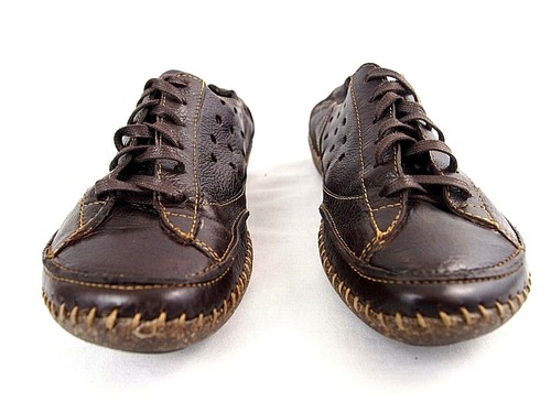 Born Leather Brown Shoes Oxfords Holes Squishy Heel Flats Womens 9M 9 M 41.5 - Picture 7 of 12