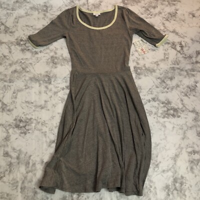 Lularoe Nicole Dress Womens Size Small 6-8 Fit And Flare Skater Grey
