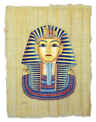 Papyrus Großformat '' Totenmaske Tut Anch Amun '' handbemalt - von PGI-Shop