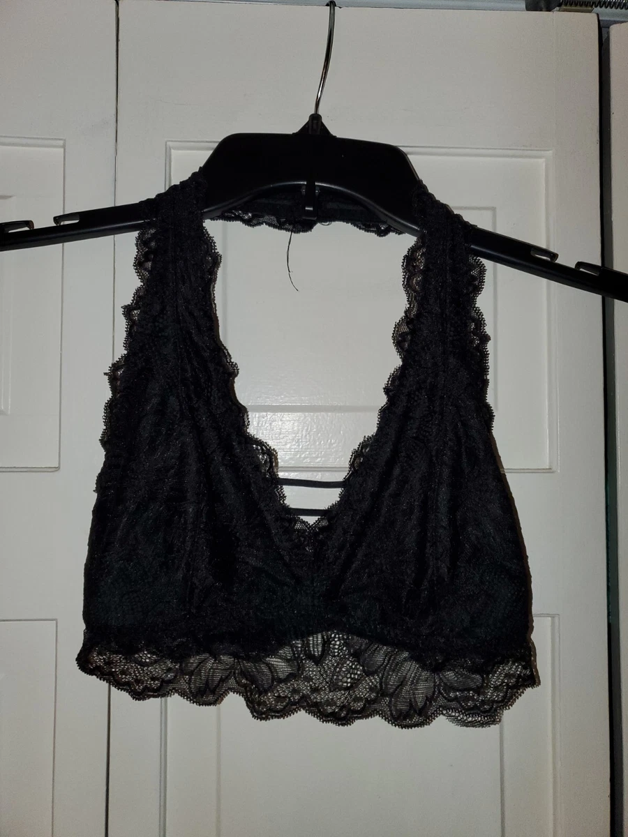 Gilly Hicks by Hollister - Lace Halter Bralette - sz S - Black -Lined -  Wirefree