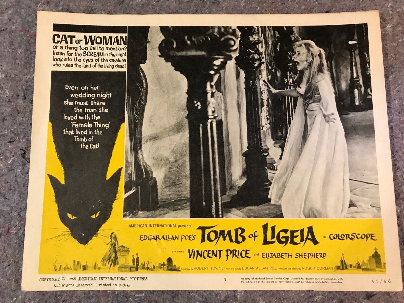 TOMB OF LIGEIA 1965 ORIGINAL LOBBY CARD SET 11"x14" (F-) VINCENT PRICE ...