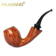 MUXIANG Briar Apple Pipe Smooth Wooden Tobacco Pipe With Burl Cumberland Stem