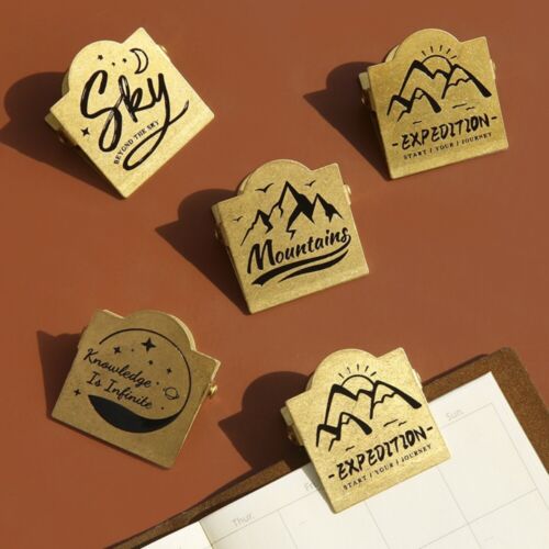 Clips papier vintage en laiton montagne écriture lettre clip bureau - Photo 1/20