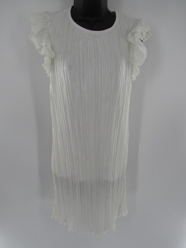 Shein Girls Ruffle Sleeve Dress Cream Solid Ribbed Knee Length Size 12 Y - Picture 1 of 4