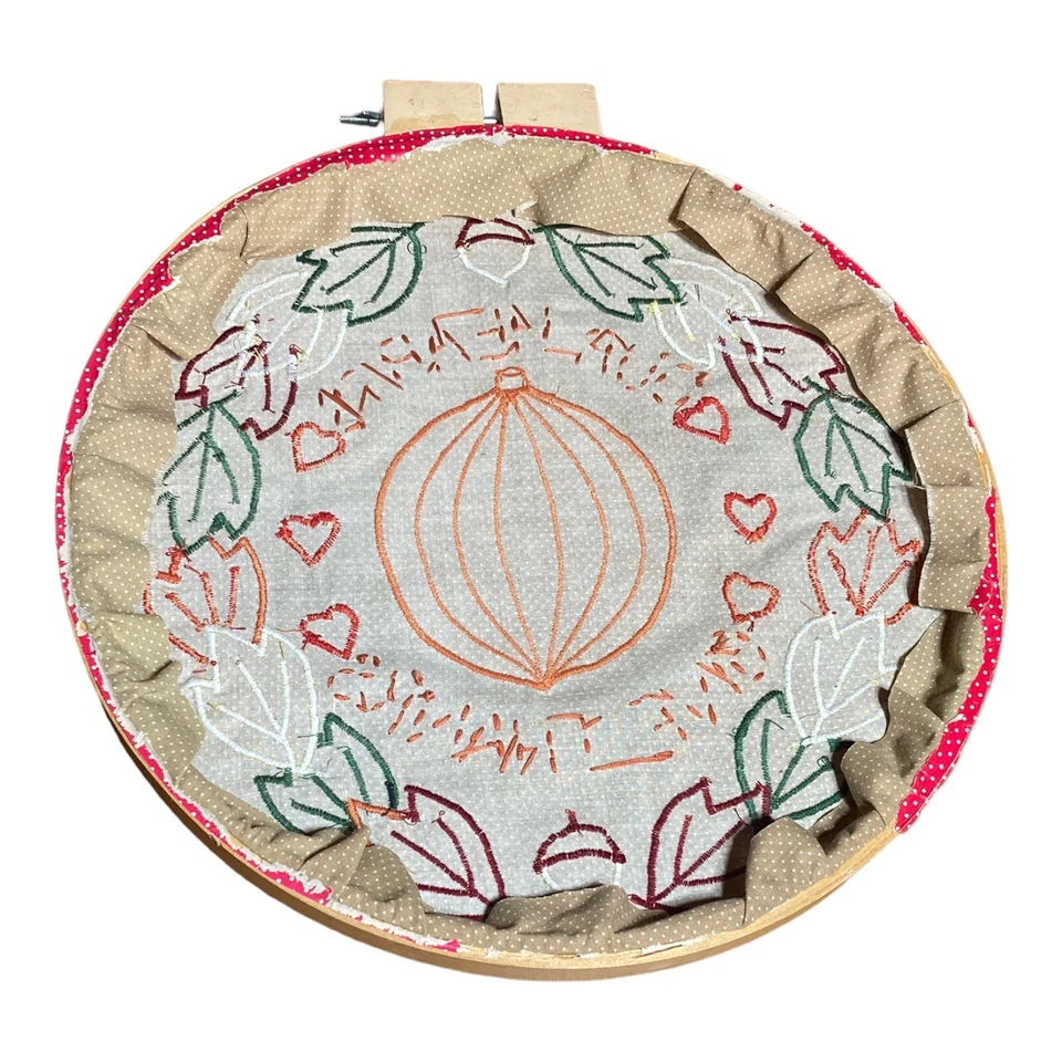 Винтажная вышивка стеганое искусство настенный декор Thanksgiving Harvest тыква спасибо - Изображение 2 из 4