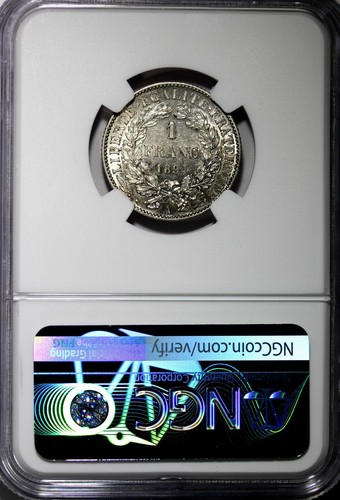 France Silver 1894 A 1 Franc NGC AU DETAILS KM# 822.1 (074) - Picture 3 of 4