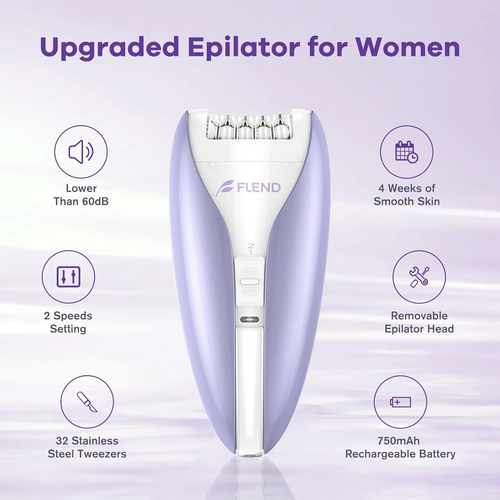 Silent Epilator for Women 2-Speed Hair Remover Smooth Glide for Face & Body - Picture 3 of 9