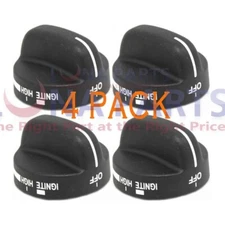 (4 PACK) Whirlpool Range Burner Knob Black 8273103 WP8273103 PS393678