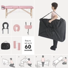 ELEGANTE Mesa Masaje Portátil Altura Ajustable Plegable Prueba Agua Spa Facial