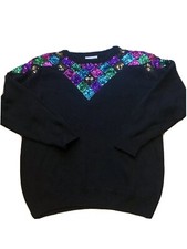 Vtg Sequin Sweater 80s 90s Nwt L Holiday Glam Rock Embellished Deadstock