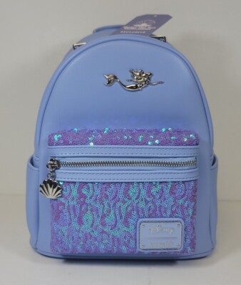 Little Mermaid Ariel Sequins Loungefly Under the Sea Mini Backpack In Hand Rare