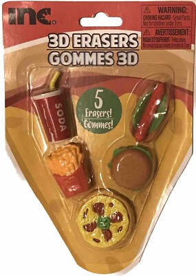 INC. 3D Safari Snack Food Erasers 5 Pack Can Use For Miniature Diorama Props