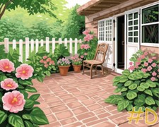 Charming Garden Courtyard - Printed Needlepoint Canvas for DIY Embroidery FA170