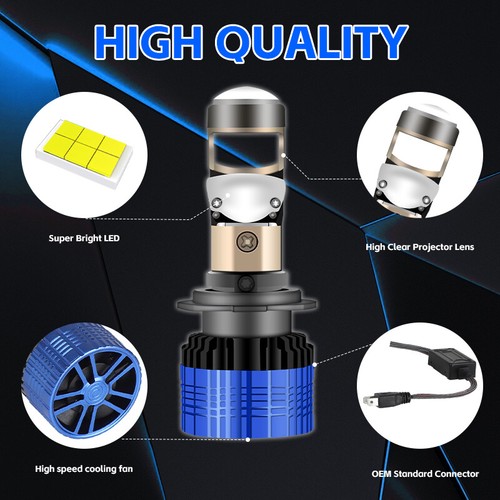 2X H7 Mini Bi-LED Projector Lens Headlight Globes Bulbs Low Beam Retrofit 100W - Picture 12 of 15