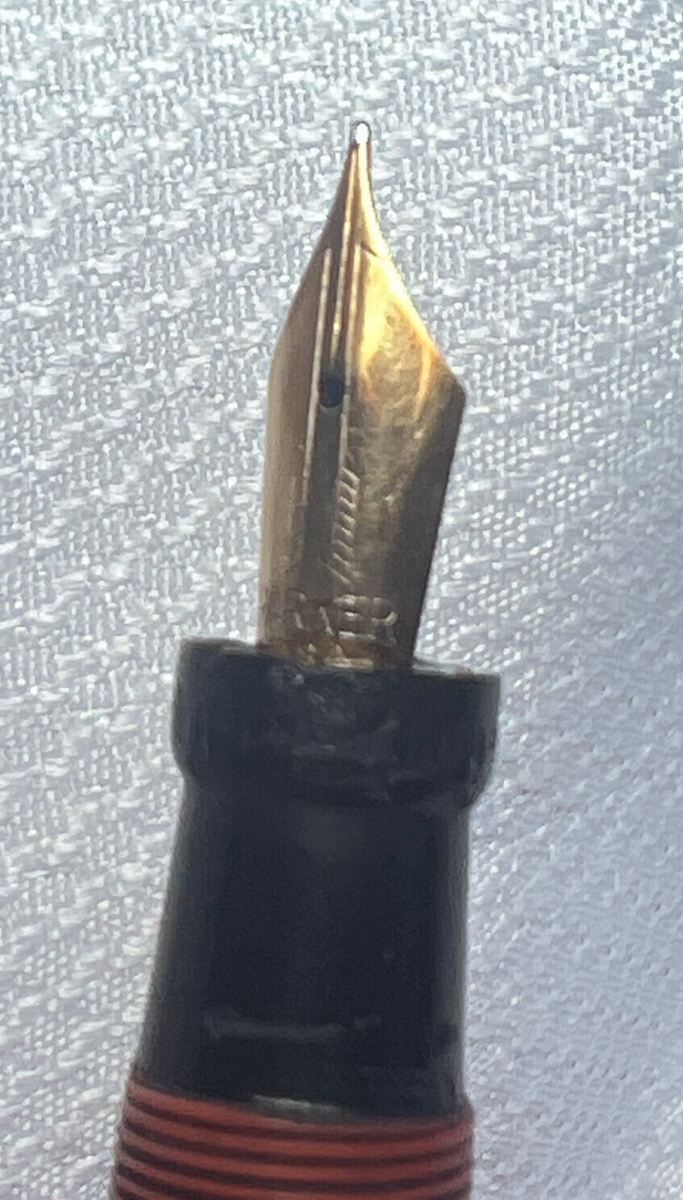 Parker Duofold Jr Fountain Pen 1920's Antique Lucky Curve Orange