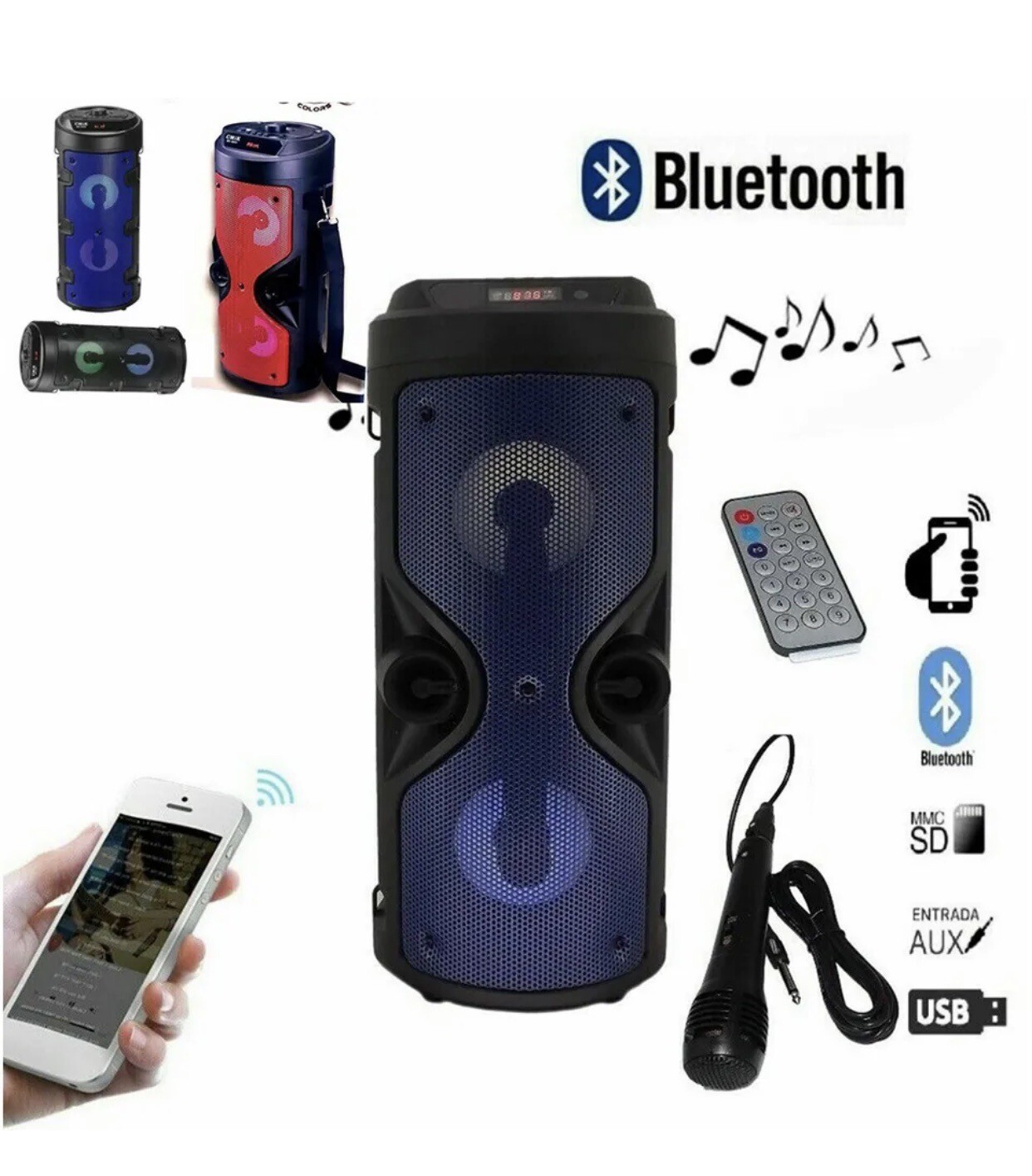 Cassa Karaoke Bluetooth Portatile con Luci LED e Microfono - Offerta