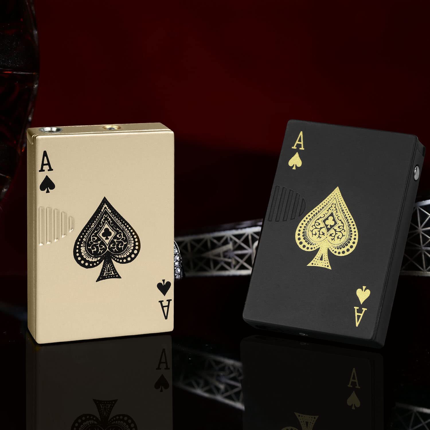 GOLD,Jet Torch Butane Lighter, Windproof Cool Lighter Playing Cards Lighter.