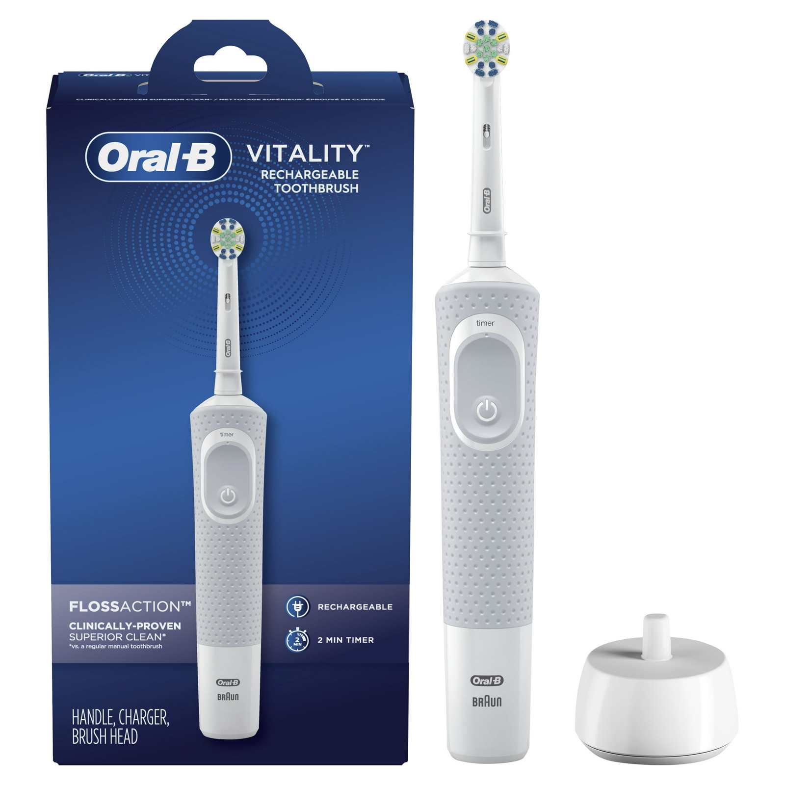 Oral-b Vitality Floss Action Toothbrush with Timer & Rechargeable Handle Power