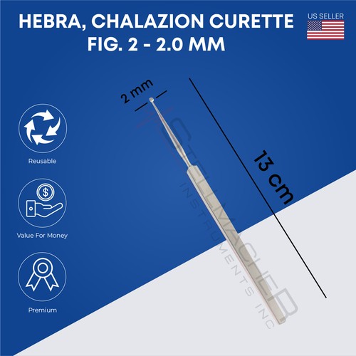 Instrumentos oftálmicos quirúrgicos de acero inoxidable Hebra Chalazion Curette - Imagen 3 de 7