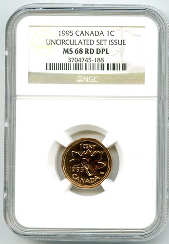 1995 CANADA CENT NGC MS68 RD DPL DEEP PROOF LIKE COPPER EXTREMELY RARE POP