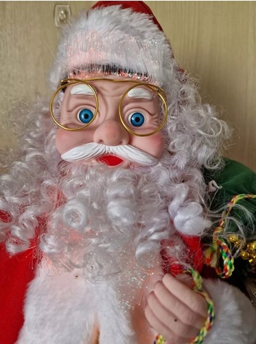 2ft Vintage 24" Animated Fiber Optic Santa Claus -musical-Great condition! - Foto 4 di 15