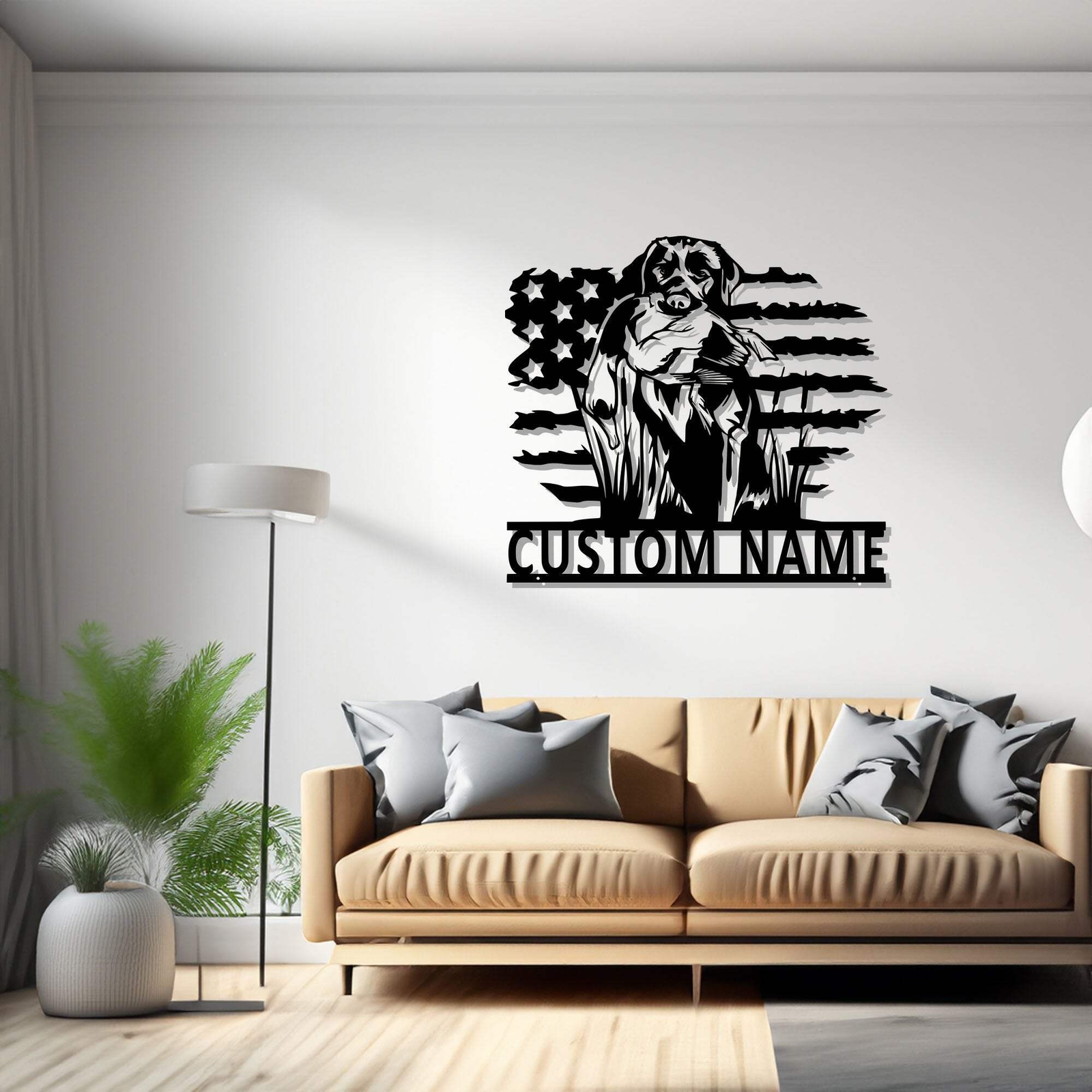 Custom US Duck Hunting Metal Wall Art, Personalized Duck Hunter Name Sign Decora