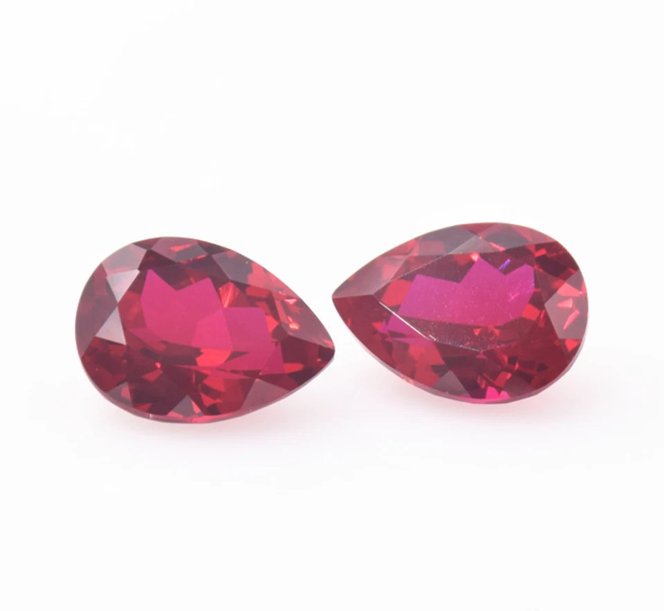 Lab Created Ruby Corundum Pear Faceted AAA Loose Gemstones (4x3mm - 18x13mm) - Image 2 of 3