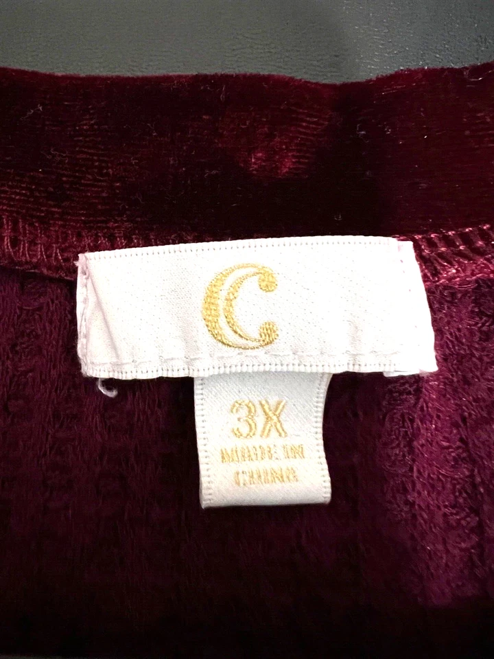 Charming Charlie Women SWEATER 3X Burgandy Waffle Weave Knit Lace Velvet Ruffle - Image 2 of 4