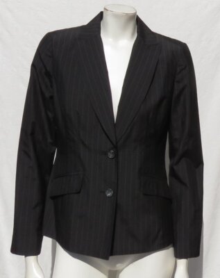 ALFANI US Women's S Black Pinstriped Lightweight Silk Fitted