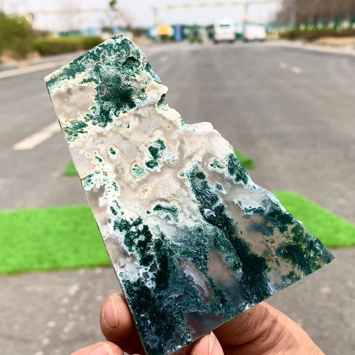 94G Fetta di Agata Muschio Naturale Cristallo Quarzo Minerale Decorare Energia Guarigione - Foto 7 di 23