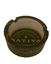 Fujima Cigarette Strain Themed Round Glass Ashtray - Sativa - Green