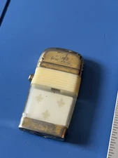 Vintage As Is Scripto VU Lighter Crescent Shield, White Band fleur-de-lis