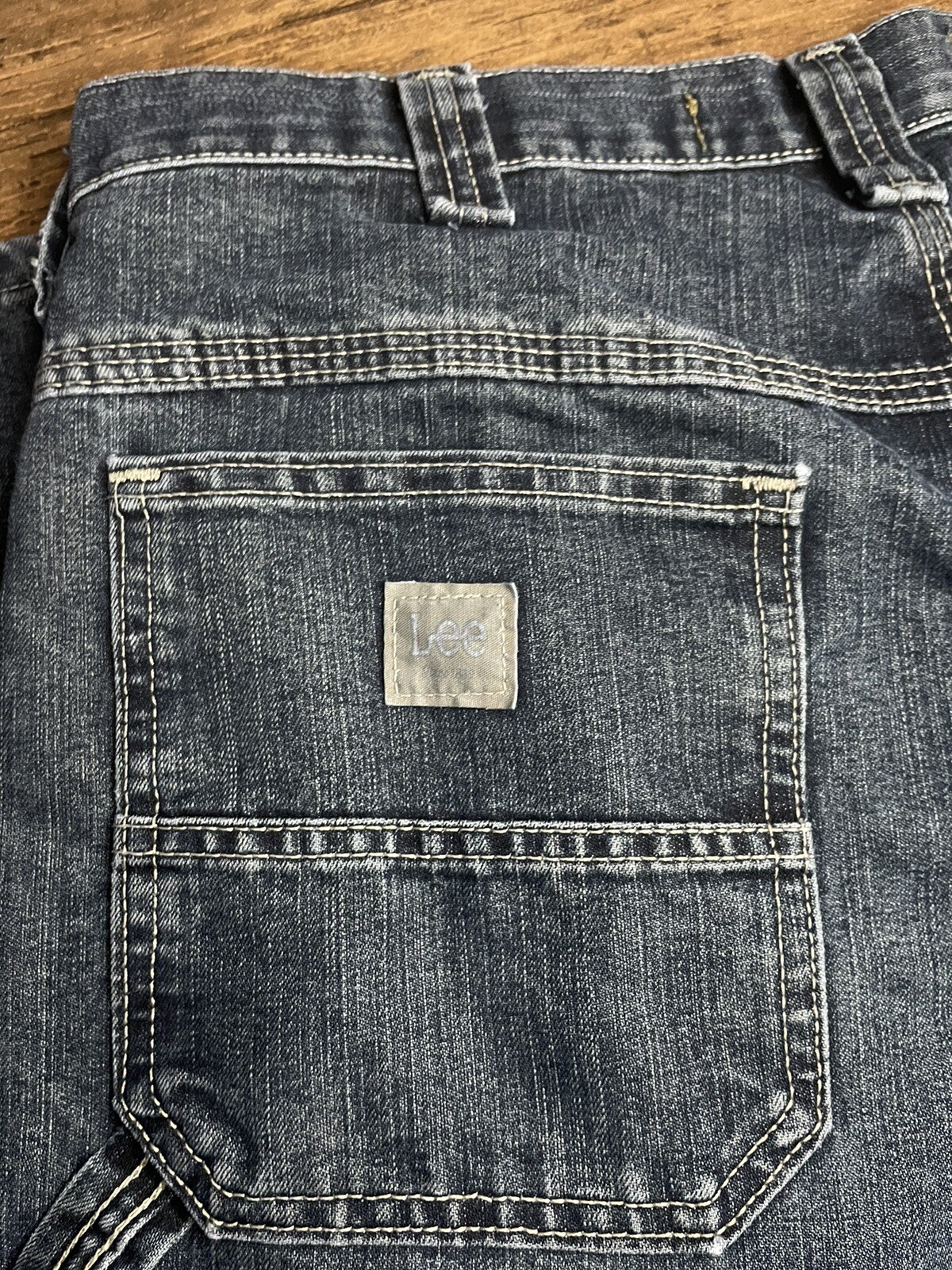 Vtg LEE Carpenter Jeans Loose Fit Men's Size 34 X 30 Blue Denim 7 Pocket